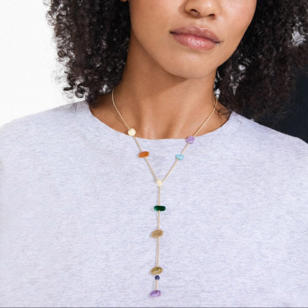 NARI collier en Y pierres semi-précieuses