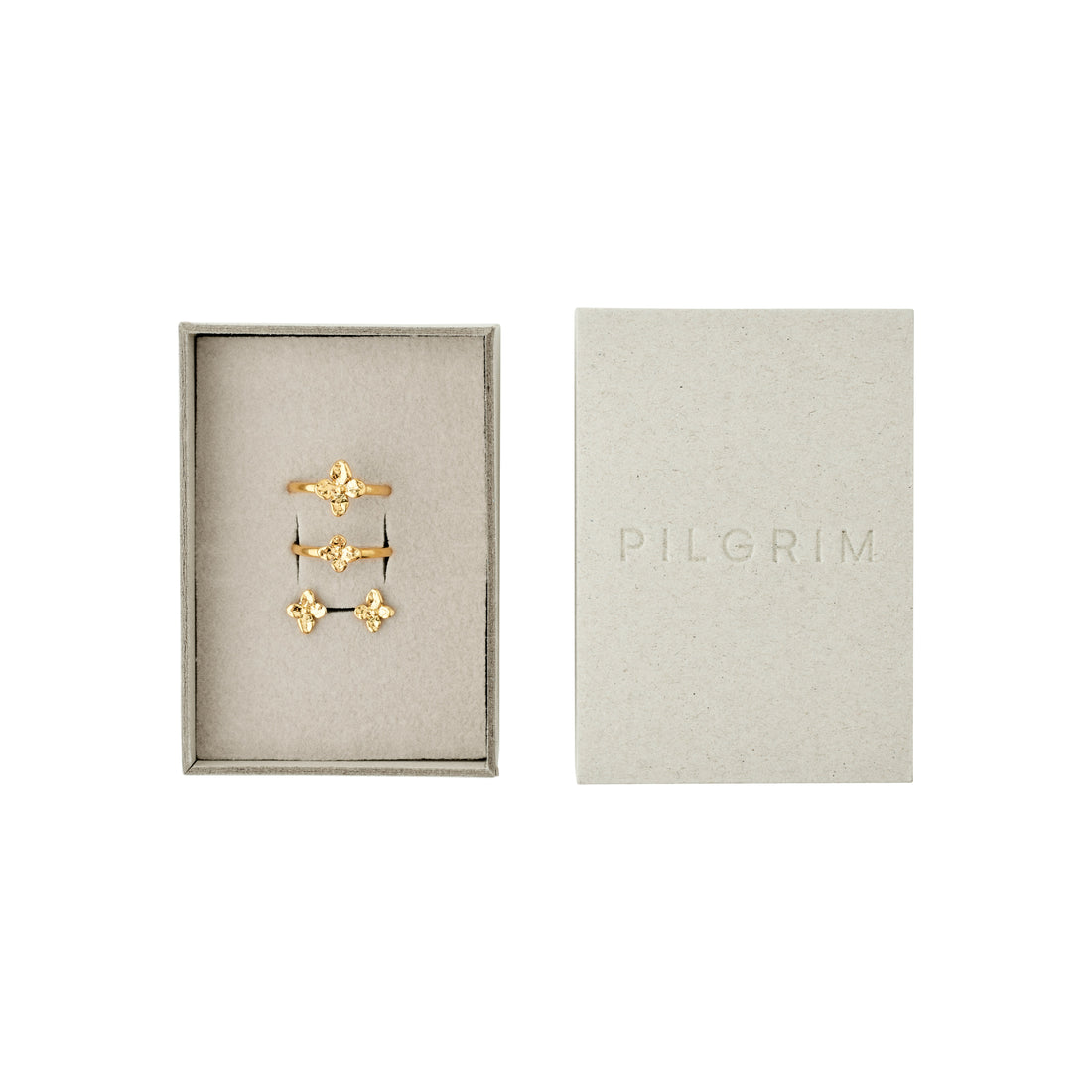 PILGRIM SANINE gift set, rings & earstuds