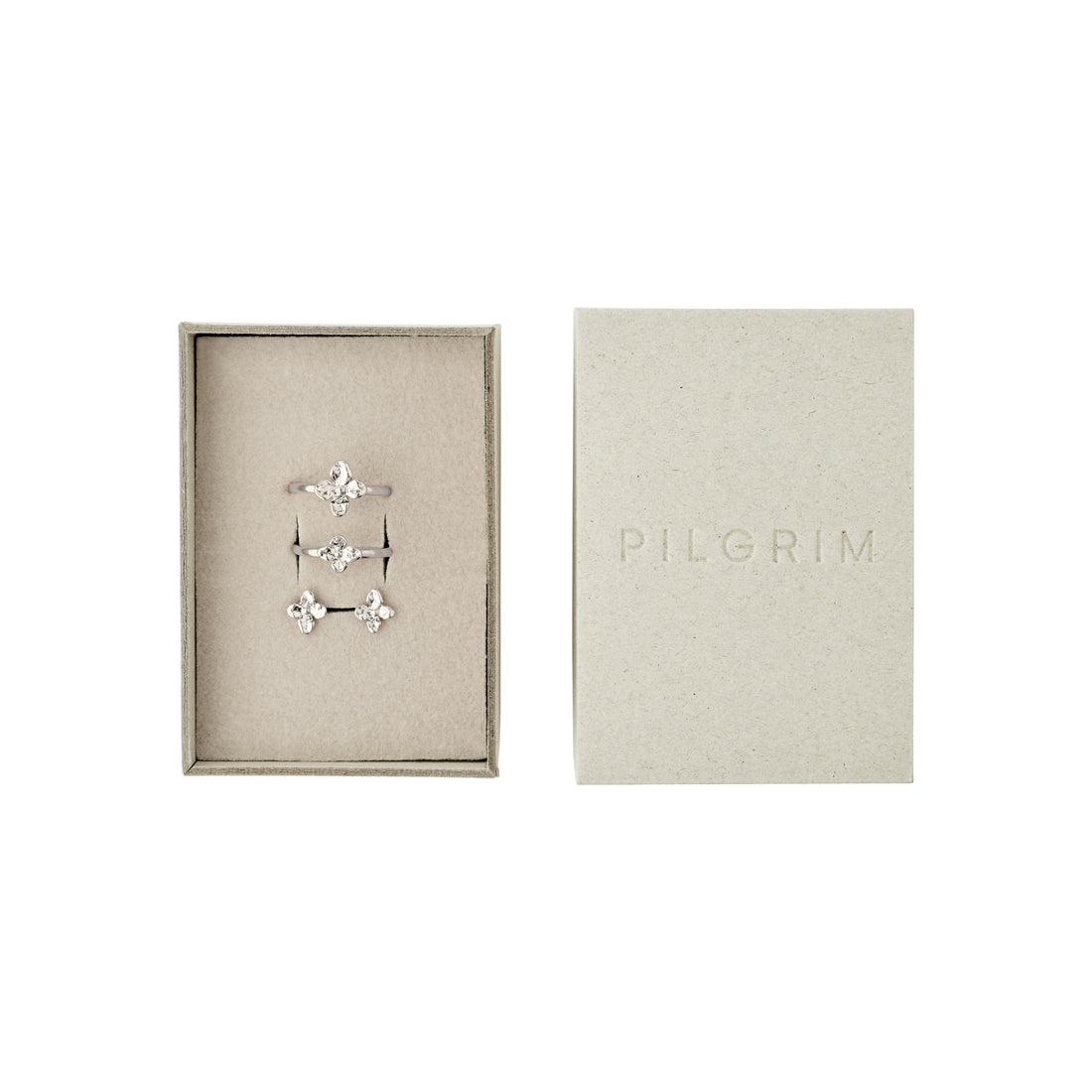 PILGRIM SANINE gift set, rings & earstuds