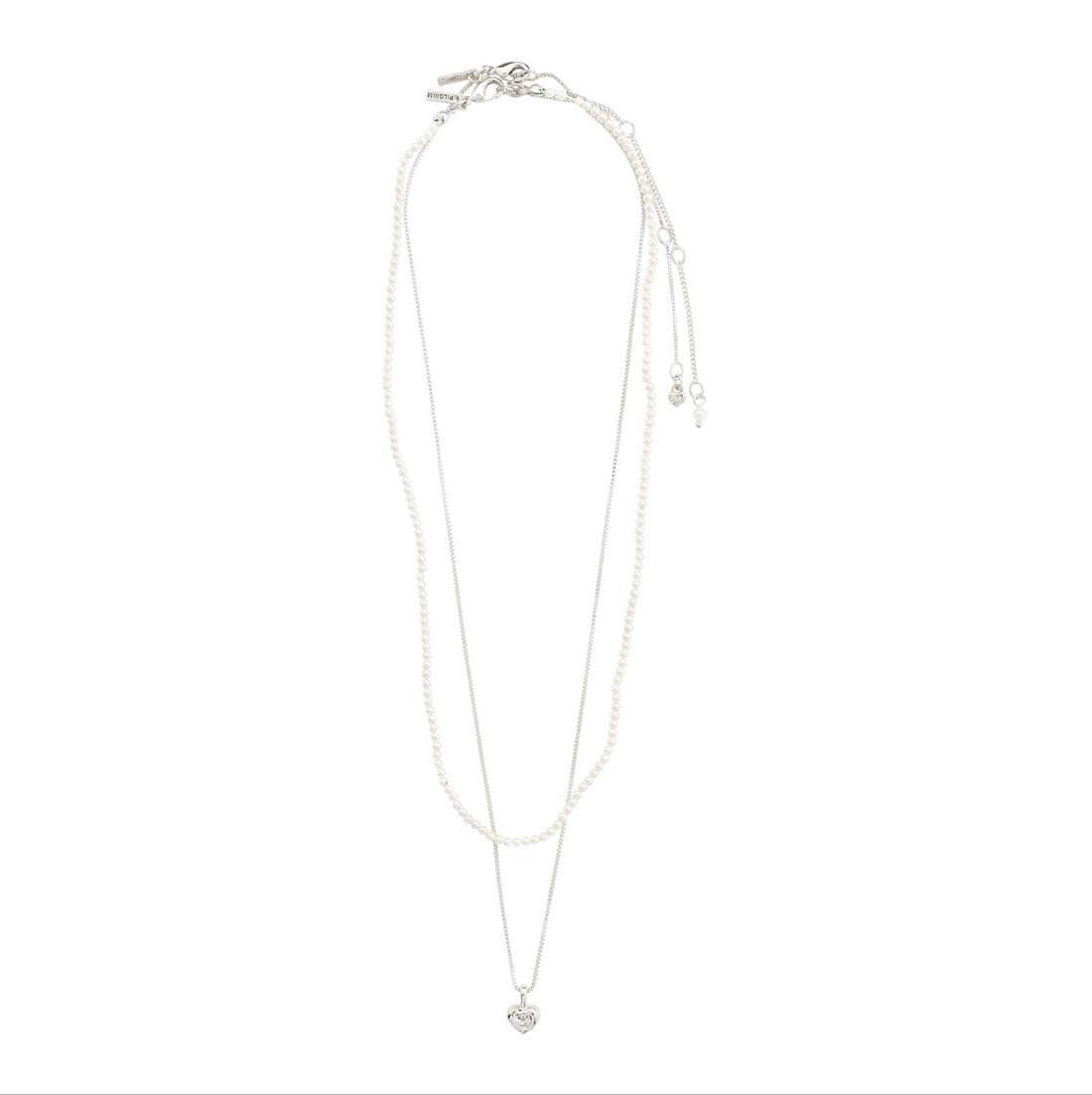 ARLET Collier microperles et pendentif en coeur, 2-en-1