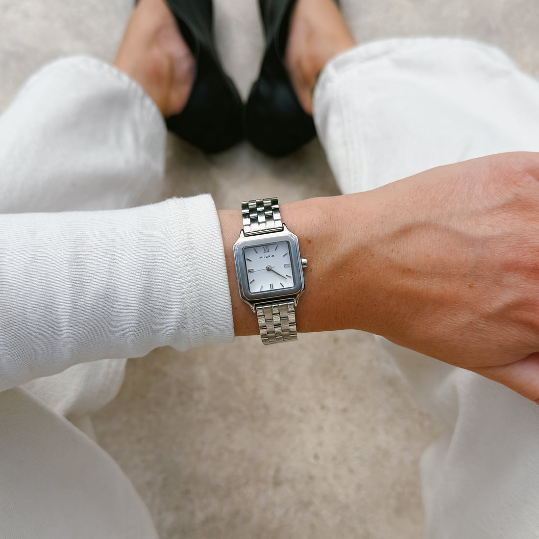 KARIN Montre Essential carrée à bracelet à maillons