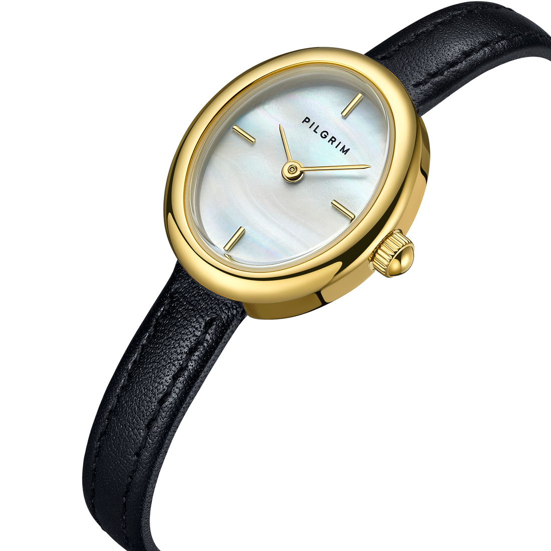 LILJA Montre Moment ovale à bracelet en cuir