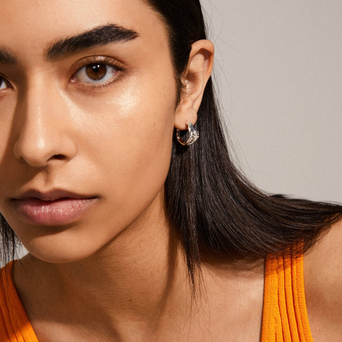 Pia Organic Shape Crystal Hoop Earrings - PILGRIM
