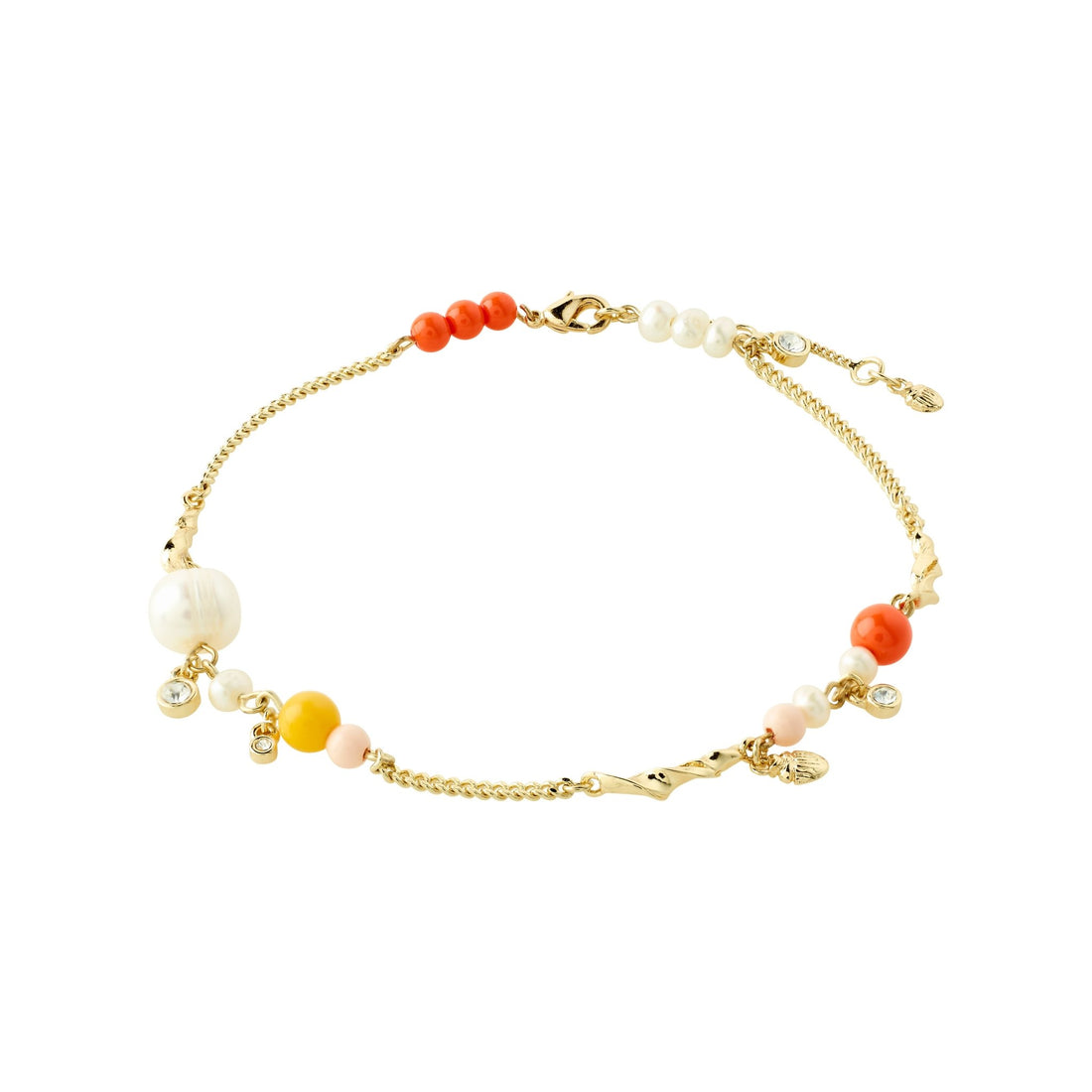 CARE crystal & freshwaterpearl ankle chain - PILGRIM