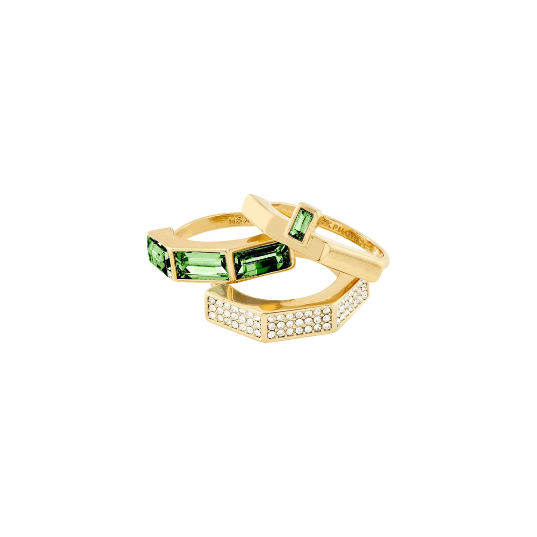 HANNA 3-in-1 Recycled Ring Set Green - PILGRIM