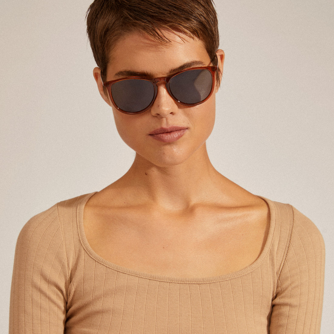 Vanille Gold Plated Dark Brown Sunglasses