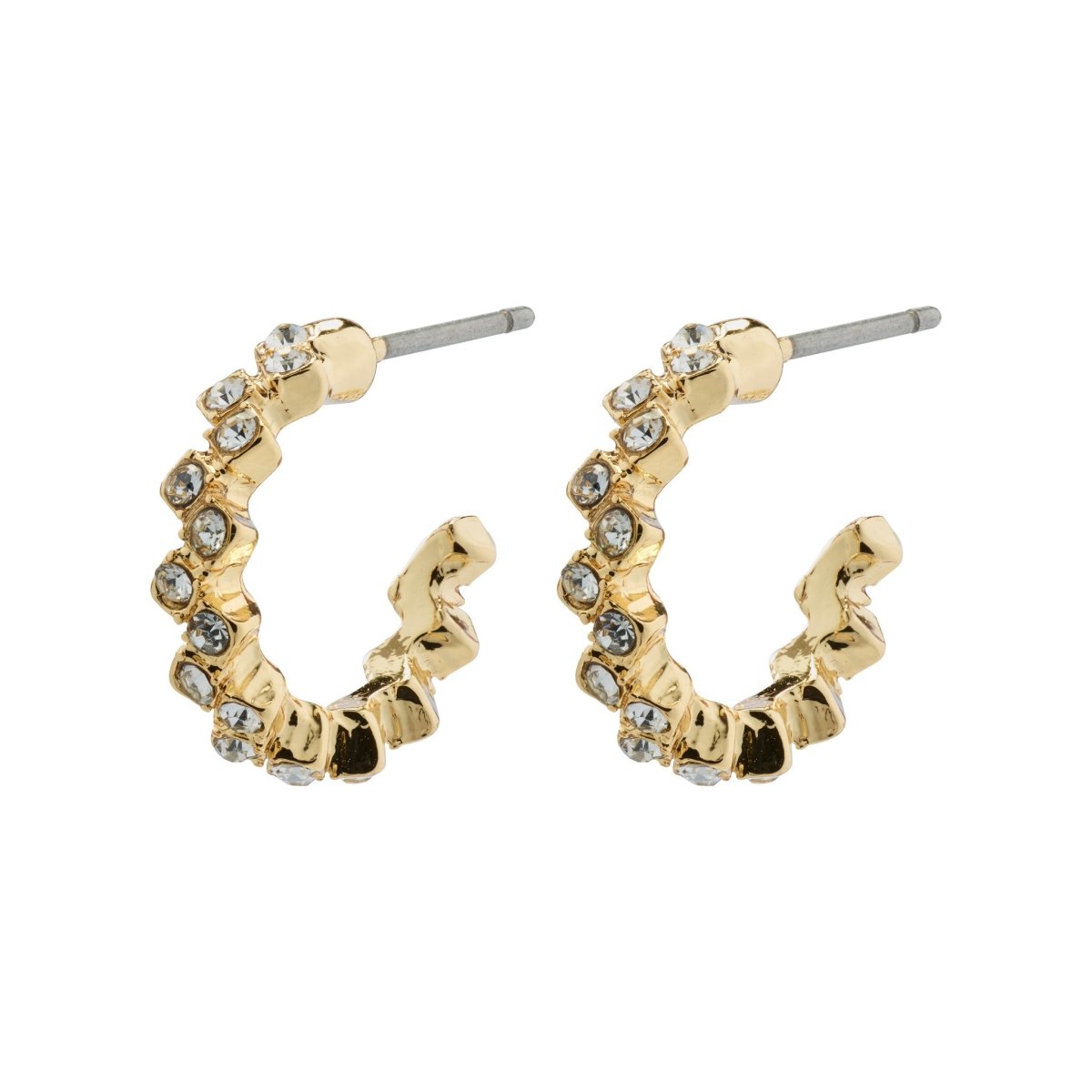 Small Crystal Hoop Earrings on Gold | 1.7
